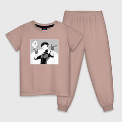 Пижама хлопковая детская Сосиро Хосина - Кайдзю номер 8, цвет: пыльно-розовый