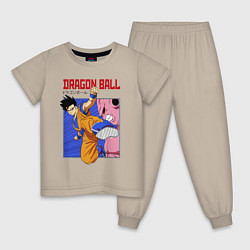 Пижама хлопковая детская Dragon Ball - Сон Гоку - Удар, цвет: миндальный