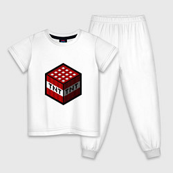 Пижама хлопковая детская TNT - Блок - Майнкрафт, цвет: белый