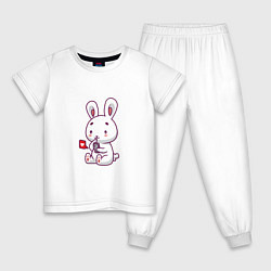 Пижама хлопковая детская Rabbit like, цвет: белый