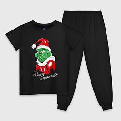 Пижама хлопковая детская Merry Christmas, Santa Claus Grinch, цвет: черный