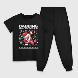 Пижама хлопковая детская Dabbing Santa, through the snow, цвет: черный