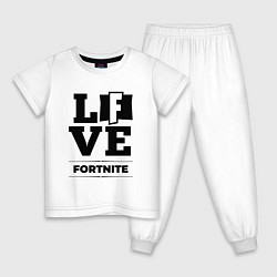 Пижама хлопковая детская Fortnite love classic, цвет: белый