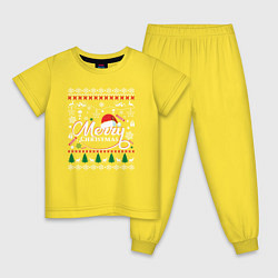 Пижама хлопковая детская Счастливого Нового Года и Рождества, цвет: желтый