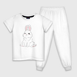 Детская пижама Милый белый зайчик с сердечками