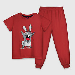 Пижама хлопковая детская Злой заяц, цвет: красный