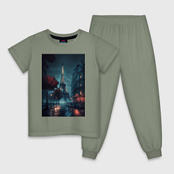 Детская пижама Нейросеть - Ночной Париж