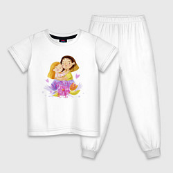 Пижама хлопковая детская Маме от любимой дочки, цвет: белый