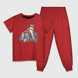 Пижама хлопковая детская Сталин фэйспалмит, цвет: красный