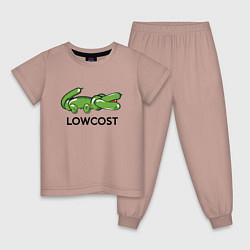 Пижама хлопковая детская Low cost - Надувной крокодильчик - Joke, цвет: пыльно-розовый