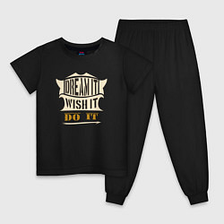 Пижама хлопковая детская Dream it, Wish it, Do it, цвет: черный