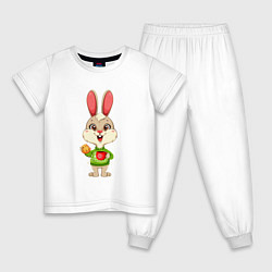 Пижама хлопковая детская Зайчик с печеньем и кофе, цвет: белый