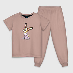 Пижама хлопковая детская Самаямилая, цвет: пыльно-розовый