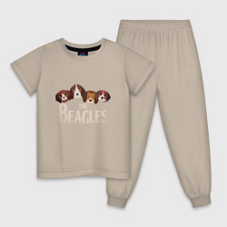 Пижама хлопковая детская The Beagles, цвет: миндальный