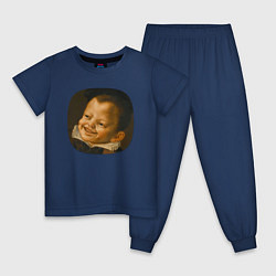 Пижама хлопковая детская Картина ренессанса - смеющийся мальчик, цвет: тёмно-синий