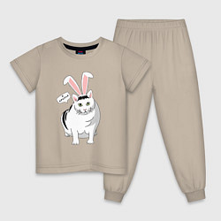 Пижама хлопковая детская Кролик Бендер - 2023, цвет: миндальный