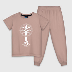 Пижама хлопковая детская Руны девяти миров - Иггдрасиль, цвет: пыльно-розовый