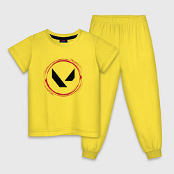 Пижама хлопковая детская Символ Valorant и красная краска вокруг, цвет: желтый