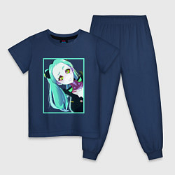 Пижама хлопковая детская Ребекка из киберпанка - нетраннер, цвет: тёмно-синий