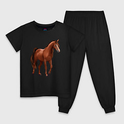 Пижама хлопковая детская Тракененская лошадь, цвет: черный