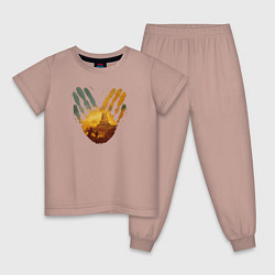 Пижама хлопковая детская Отпечаток ладоней GoW Ragnarok, цвет: пыльно-розовый