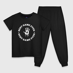 Пижама хлопковая детская Символ Death Stranding и круглая надпись best game, цвет: черный
