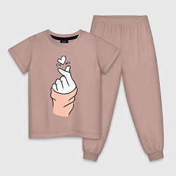 Пижама хлопковая детская Hand click, цвет: пыльно-розовый
