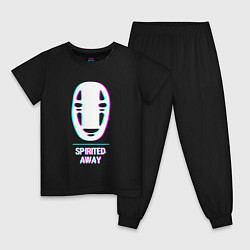 Пижама хлопковая детская Символ Spirited Away в стиле glitch, цвет: черный