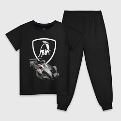 Пижама хлопковая детская Lamborghini F1 - Italy, цвет: черный