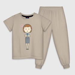Пижама хлопковая детская Офисная леди недовольна, цвет: миндальный
