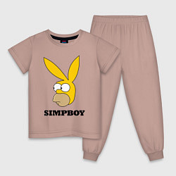 Пижама хлопковая детская Simpboy - rabbit Homer, цвет: пыльно-розовый