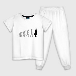 Пижама хлопковая детская Эволюция Шерлока, цвет: белый