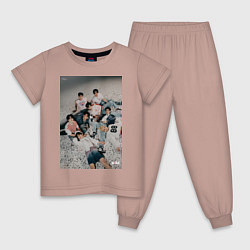 Пижама хлопковая детская Stray Kids Maxident, цвет: пыльно-розовый