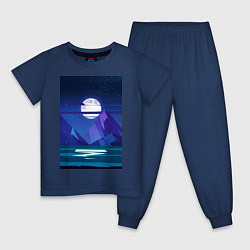 Пижама хлопковая детская Космос, цвет: тёмно-синий