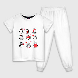 Пижама хлопковая детская Positive penguins, цвет: белый