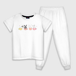 Пижама хлопковая детская Малыши крольчатки, цвет: белый