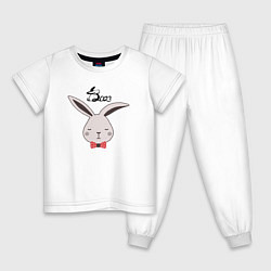 Пижама хлопковая детская Кролик - 2023, цвет: белый