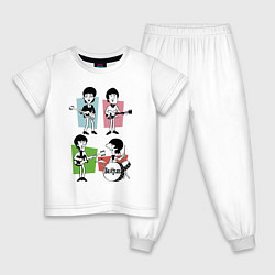 Пижама хлопковая детская The Beatles - drawing - sketch, цвет: белый