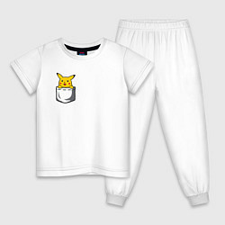 Пижама хлопковая детская Пикачу в кармане арт, цвет: белый