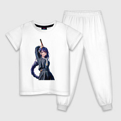 Пижама хлопковая детская Сёгун Райден - Геншин, цвет: белый