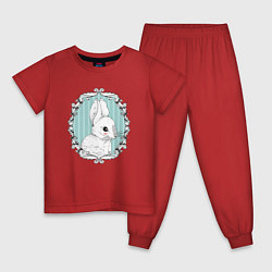 Пижама хлопковая детская Кролик в рамке, цвет: красный