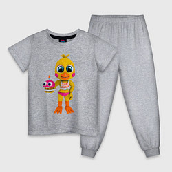 Пижама хлопковая детская Той Чикa с пирожным, цвет: меланж