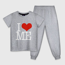 Пижама хлопковая детская I love me, цвет: меланж