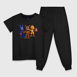 Пижама хлопковая детская Бонни, Фредди и Чика, цвет: черный