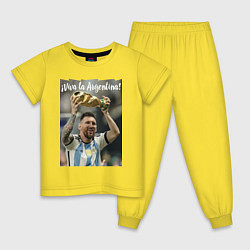Пижама хлопковая детская Lionel Messi - world champion - Argentina, цвет: желтый