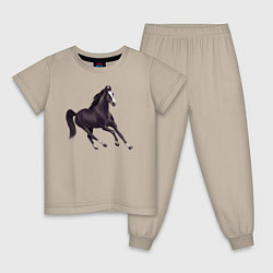 Пижама хлопковая детская Марварская лошадь, цвет: миндальный