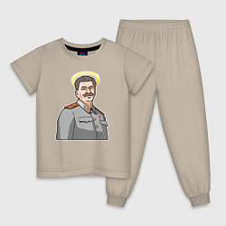 Пижама хлопковая детская Сталин с нимбом, цвет: миндальный