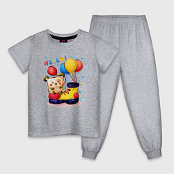 Пижама хлопковая детская Медведь с воздушным шаром на ботинке, цвет: меланж