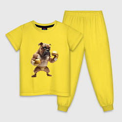 Пижама хлопковая детская Собака занимается боксом, цвет: желтый