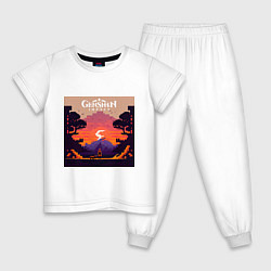 Пижама хлопковая детская Genshin Impact, Sunset, цвет: белый